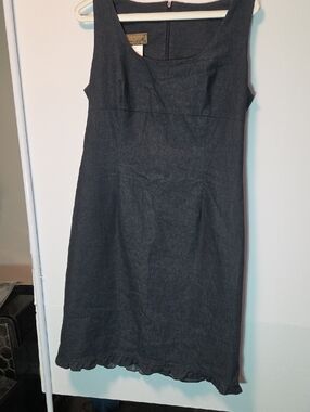 Lori M Collection Charcoal Midi Dress Sleeveless Ruffle Hem 14